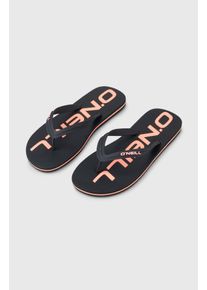 O`Neill Zehentrenner O'NEILL "PROFILE LOGO SANDALS", Herren, Gr. 44, schwarz out 2, Synthetik, Schuhe Zehentrenner, Sommerschuh, Sandale, Schlappen, mit Gummilaufsohle