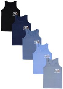Unterhemd TUPTAM "Unterhemd Kinder Jungen Unterhemd &Auml;rmellos 5er Pack", M&auml;dchen, Gr. 128, N-Gr, schwarz (sport schwarz grau blau), Obermaterial: 95% Baumwolle CO. 5% Elasthan EL., Unterhemden Unterhemd