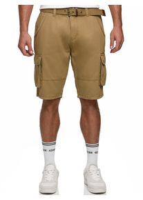 Cargoshorts INDICODE "INMonroe", Damen, Gr. S, N-Gr, amber, Web, Obermaterial: 100% Baumwolle, unifarben, regular fit knielang, Hosen Cargoshorts