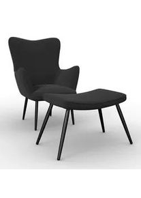 Sessel Aurora mit Hocker Cord Schwarz