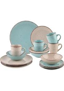Kombiservice Milan T&uuml;rkis/Beige, 16-teilig