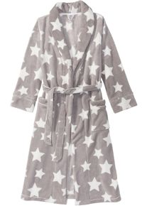 bonprix Fleece Bademantel, grau, Gr.60/62 (4XL), Flauschiger Fleece Bademantel mit Eingrifftaschen, aus Fleece