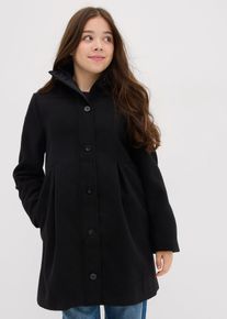 bonprix Mantel mit Kapuze und Bundfalten A-Linie, schwarz, Gr.158, Zeitloser Parka mit eleganter Bundfalte und figurumspieldem A-Linien Schnitt