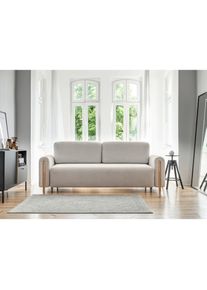 Mid.you , Beige , Textil , Eiche , F&uuml;llung: Polyurethan (Pur) , 244x97x97 cm , Liegefunktion , Wohnzimmer, Sofas & Couches, Schlafsofas, Schlafsofas