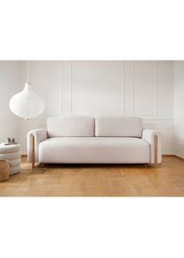 Mid.you , Beige , Textil , Eiche , F&uuml;llung: Polyurethan (Pur) , 244x97x97 cm , Liegefunktion , Wohnzimmer, Sofas & Couches, Schlafsofas, Schlafsofas