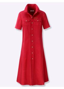 Damen Jeanskleid in A-Form in erdbeere ,Gr&ouml;&szlig;e 38, WITT, 100% Baumwolle