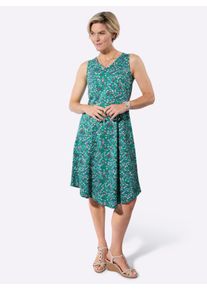 Damen Sommerkleid im Millefleurs-Dessin in smaragd-fuchsia-bedruckt ,Gr&ouml;&szlig;e 36, WITT, 100% Baumwolle