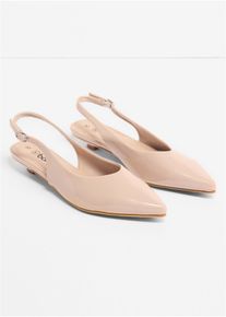 Sling-Ballerinas in Lackoptik, beige, Gr&ouml;&szlig;e 38, Lack, bonprix