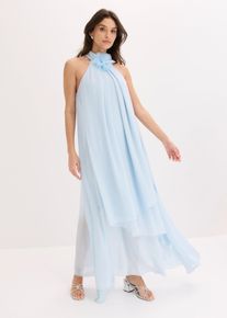 Maxikleid mit Blumen-Applikation, blau, Gr&ouml;&szlig;e 54, bonprix