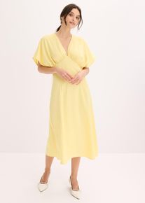Maxikleid aus gl&auml;nzendem Satin, gelb, Gr&ouml;&szlig;e 52, bonprix