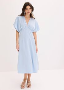 Maxikleid aus gl&auml;nzendem Satin, blau, Gr&ouml;&szlig;e 54, bonprix