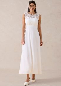 Abend-Maxikleid mit Spitze, wei&szlig;, Gr&ouml;&szlig;e 40, bonprix