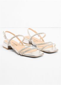 Riemchensandalen mit Glitzersteinen, silber, Gr&ouml;&szlig;e 40, bonprix