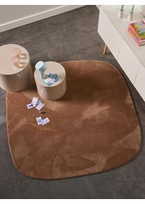 Tapis poil ras shaggy Yumi Marron 160x160 cm - Tapis poil court design moderne pour salon
