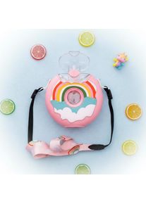 Donut Water Bottle Leak-Resistant Donut Shaped Spout Bottle Kids Straw Bottle with Strap Reusable Portable Children's Water