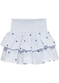 Stufenrock Tommy Hilfiger "STAR STRIPES SKIRT", M&auml;dchen, Gr. 14 (164), sweet blau stripes, Popeline, Obermaterial: 100% Baumwolle, bestickt, gestreift, regular fit kurz, R&ouml;cke Stufenrock, Kinder bis 16 Jahre, gesmoktes B&uuml;ndchen, bestickt