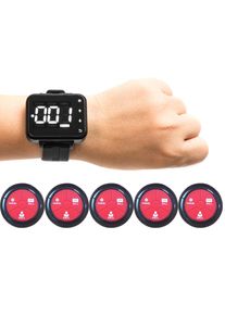 Restaurant Calling System Table Buzzer System 1 Watch and 5 Buttons for Fast Food Restaurant Pager Wireless Waiter Call Customer