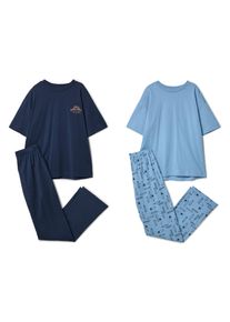 Tchibo - 2 Kinder-Kurzarm-Pyjamas - Jungen - Gr. 170/176 - dunkelblau