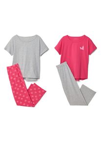 Tchibo - 2 Kinder-Kurzarm-Pyjamas - M&auml;dchen - Gr. 146/152 - grau