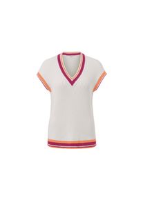 Tchibo - Bezrękawnik dzianinowy - dla pań - rozmiar L 44/46 - kolor: pomarańczowy/biały