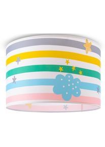 Paco Home Deckenleuchte "Tweet 462", wei&szlig;, 1, &Oslash; 45,5cm H: 29,5cm, Leuchten, Lampe Kinderzimmer Babyzimmer Deckenlampe Streifen Regenbogen E27, Deckenleuchte