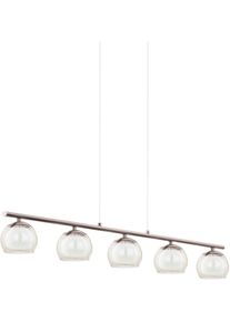 Eglo H&auml;ngeleuchte "ROMAGNESE Pendellampe, Stahl und Glas, IP20, Esstischlampe, Lampe", braun (amber, wei&szlig;, nickelfarben), 5, Leuchten, H&auml;ngeleuchte, L90 x B10,5 x H110, nickel-matt, 5X3,3W inkl., H&auml;ngeleuchte