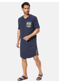 Pyjama Babista "Nachthemd LARMIR", Herren, Gr. M, blau (dunkelblau), Obermaterial: 100% Baumwolle CO., Homewear-Sets Pyjama