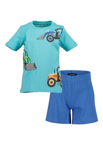 Shorty Blue Seven, Jungen, Gr. 92 (98), lagune, Jersey, Obermaterial: 100% Baumwolle, bedruckt, unifarben, Basic normal, Rundhals, Homewear-Sets Shorty