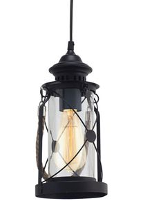 Eglo H&auml;ngeleuchte "BRADFORD H&auml;ngelampe, Stahl und Glas, E27, IP20, Pendellampe, Lampe", schwarz, 1, Leuchten, H&auml;ngeleuchte, H110 x &Oslash;14, schwarz, 1X60W exkl., H&auml;ngeleuchte