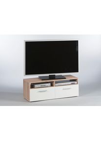 TV-Schrank Stolkom "Rana", wei&szlig; (sonoma, wei&szlig; dekor), B:95cm H:36cm T:35cm, Holzwerkstoff, Schr&auml;nke, TV-Schrank, 2 offenen F&auml;chern und 2 Klappen, TV bis 42 zoll geeignet