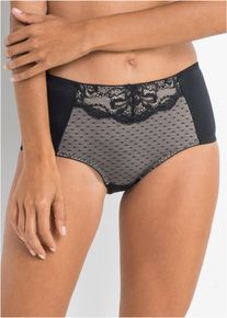 Formslip bonprix, Damen, Gr. 40/42 (M), schwarz (schwarz, sandbeige), Obermaterial: 80% Polyamid, 20% Elasthan. Futter: 100% Baumwolle. Spitze: 88% Polyamid, 12% Elasthan, mehrfarbig, Unterhosen Formslip, mit Spitzen-Details, mit Futter aus Baumwolle