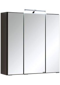Spiegelschrank Welltime "Texas Spiegel Badm&ouml;bel Badschrank Badspiegel Bestseller", grau (anthrazit), B:60cm H:64cm T:20cm, Holzwerkstoff, Schr&auml;nke, Spiegelschrank, mit 3 T&uuml;ren, Breite 60cm, wahlweise mit LED, Badezimmerspiegelschrank