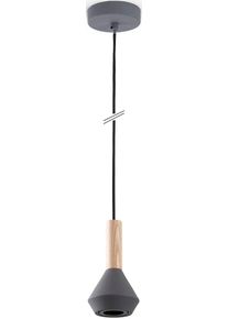 Paco Home Pendelleuchte "MORA", grau, &Oslash; 10cm H: 18,7cm, Leuchten, Wohnzimmer Esszimmer Klein Modern Holz Metall GU10 K&uuml;chenlampe, Pendelleuchte