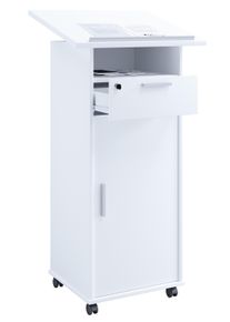 Stehpult Vcm "Holz Stehpult Rednerpult Stehtisch Rollen Melta T", wei&szlig;, B:60cm T:50cm, Tische, Stehpult