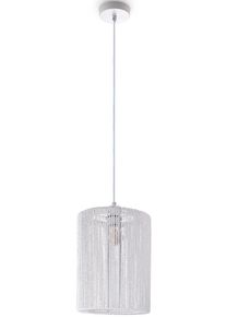 Paco Home Pendelleuchte "Hugo Ricarda", wei&szlig;, &Oslash; 25cm H: 38,5cm, Leuchten, Wohnzimmer Esszimmer Rattan Optik Boho Lampenschirm Papier Rund, Pendelleuchte