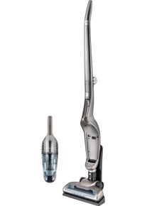 Grundig Akku-Stielstaubsauger "VCH 9832, 2- in 1 Akkusauger, herausnehmbares Handteil", grau (titansilberfarben), B:16,1cm H:119cm T:34,5cm, Akkusauger, 75 min Akkulaufzeit, platzsparende Aufbewahrung, 4-stufige Akkuanzeige, Akku-Stielstaubsauger