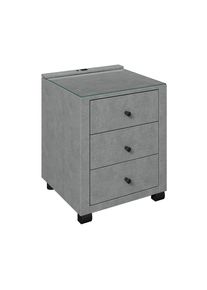 Luca Bessoni , Dunkelgrau , Holz, Metall, Kunststoff, Glas, Textil, Holzwerkstoff , 3 Schublade(n) Schubladen , 48x68x45.5 cm , Soft-Close-System , Schlafzimmer, Nachtk&auml;stchen