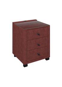 Luca Bessoni , Bordeaux , Holz, Metall, Kunststoff, Glas, Textil, Holzwerkstoff , 3 Schublade(n) Schubladen , 48x68x45.5 cm , Soft-Close-System , Schlafzimmer, Nachtk&auml;stchen