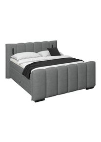 Luca Bessoni , Dunkelgrau , Holz, Metall, Kunststoff, Textil, Holzwerkstoff , H2 + H3 , 180x220 cm , Bettkasten, gepolstertes Kopfteil, Beleuchtung, Topper durchgehend, in verschiedenen Gr&ouml;&szlig;en erh&auml;ltlich, Matratze in verschiedenen H&auml;rtegraden erh&auml;ltlich, Matratze geteilt , Schlafzimmer, Betten, Boxspringbetten