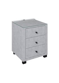 Luca Bessoni , Hellgrau , Holz, Metall, Kunststoff, Glas, Textil, Holzwerkstoff , 3 Schublade(n) Schubladen , 48x68x45.5 cm , Soft-Close-System , Schlafzimmer, Nachtk&auml;stchen