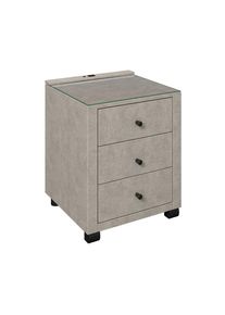 Luca Bessoni , Naturfarben , Holz, Metall, Kunststoff, Glas, Textil, Holzwerkstoff , 3 Schublade(n) Schubladen , 48x68x45.5 cm , Soft-Close-System , Schlafzimmer, Nachtk&auml;stchen