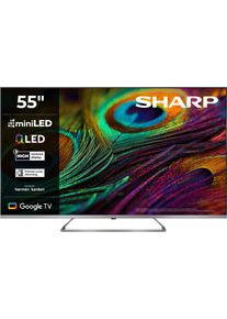 Sharp QLED Mini LED-Fernseher "4T-C55JPx", Energieeffizienz: E, grau, 55 &Prime;, Fernseher, QLED Mini LED-Fernseher