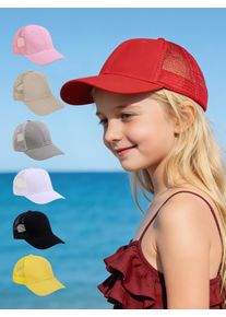 1 pc solid color mesh baseball cap, adjustable outdoor casual hat, suitable for girls and boys aged 3-8, travel sun protection