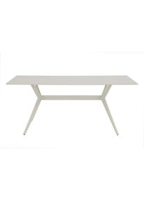 Mid.you , Beige , Metall, Stein , Travertinoptik , rechteckig , 180x76x90 cm , Esszimmer, Esszimmertische, Esstische, Esstische eckig
