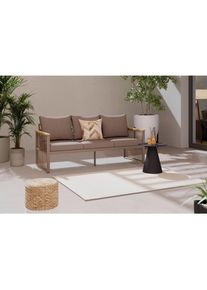 Ambia Garden Loungesofa, Beige, Holz, Metall, Akazie, massiv, F&uuml;llung: Polyester, L-Form, 190x73x76 cm, Gartenm&ouml;bel, Loungem&ouml;bel, Lounge-Serien