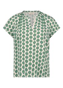 Klassische Bluse Cartoon "Blusenshirt mit R&uuml;schen", Damen, Gr. 42, bunt (gr&uuml;n, blau), Obermaterial: 100% Viskose CV., Blusen Klassische Bluse