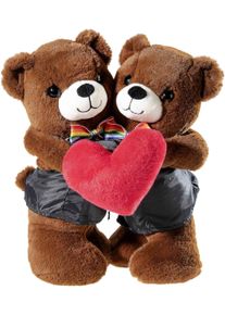 Kuscheltier Heunec "Hochzeitsb&auml;renpaar B&auml;r & B&auml;r, braun", rot (braun, schwarz, rot), Pl&uuml;schfiguren, KinderH:30cm, Polyester, Kuscheltier, mit Regenbogenfliegen, H:30cm