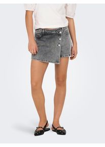 Jeansshorts Only "ONLLESLY REG LB DNM SKORT BJ NOOS", Damen, Gr. S (36), N-Gr, grau (light grau denim), Denim/Jeans, Obermaterial: 100% Baumwolle, unifarben, regular fit kurz, Jeans Jeansshorts, Baumwolle, Regular Waist, Hosenrock
