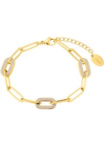 Armband s.Oliver "2037987", beige (gelbgoldfarben, beige), Armb&auml;nder, Damen, 20cm, Edelstahl, Armband, mit Emaille
