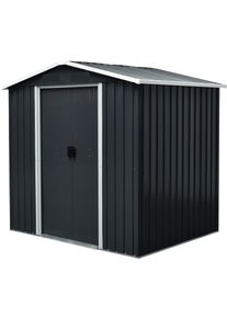 Ger&auml;tehaus Pergart "D&uuml;sseldorf II 65 (GLS)", grau (schiefergrau), Metall, Ger&auml;teh&auml;user, Ger&auml;tehaus, Metall, mit Satteldach und integrierter Schiebet&uuml;r, schiefer/creme